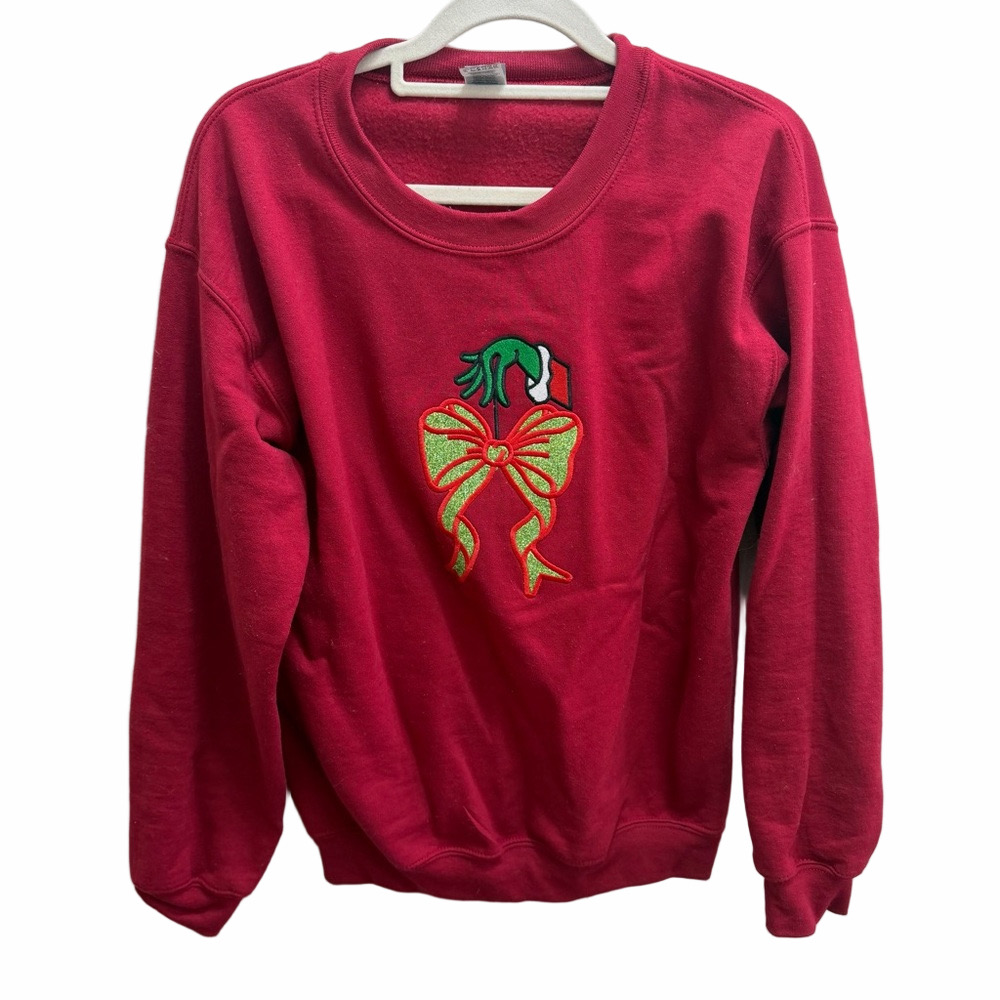 Gildan Grinch Christmas Red Sweatshirt Small